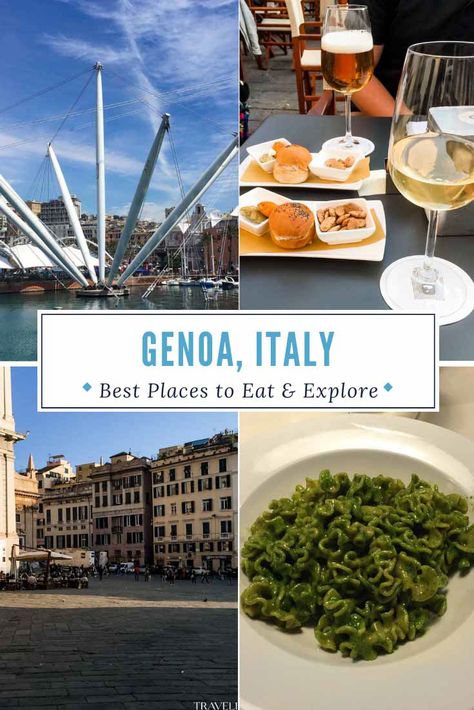 Pesto pasta in Italy, wine and appetizers in a piazza, fountain and town square Genoa Italy Things To Do, Genoa Italy Food, Things To Do In Genoa Italy, Italy Restaurant, Road Trip France, Italy 2023, Europe 2023, Cruise 2023, Genoa Italy