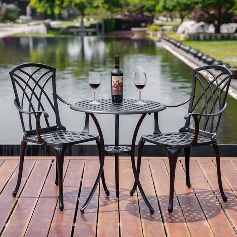 Amazon.com: Withniture Outdoor 3 Piece Bistro Set Cast Aluminum Bistro Table and Chairs Set of 2, All Weather Bistro Patio Set, Patio Furniture for Garden Black : Patio, Lawn & Garden Bistro Table And Chairs, Bistro Patio Set, 3 Piece Patio Set, Bistro Table Set, Porch Chairs, 3 Piece Bistro Set, Outdoor Bistro, Rocking Chair Set, Outdoor Bistro Set