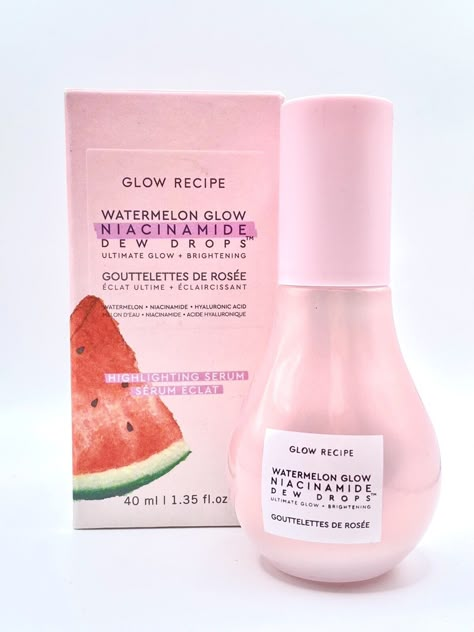 Glow Recipe Watermelon Glow Niacinamide Dew Drops - 40ml 1.35fl Oz. Skin Care Glow Recipe, Cute Skincare Products, Glow Recipe Dew Drops, Glow Recipe Niacinamide, Watermelon Glow Niacinamide Dew Drops, Niacinamide Dew Drops, Glow Recipe Watermelon, Kids Skin Care, Watermelon Glow