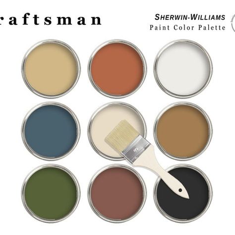 Craftsman Style Color Palette, Mid Century Modern Color Pallet, Paint Color Schemes For Home Interior, Craftsman Paint Colors Interior, Modern Victorian Color Palette, Craftsman Interior Paint Colors, Craftsman Paint Colors, Craftsman Color Palette, Historic Paint Colours