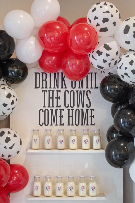 Cow 21st Birthday, Cow Themed 18th Birthday Party, 18th Birthday Party Ideas Cow Theme, Cow Girl Birthday Party Theme Adult, Cow Themed Bachelorette Party, Cow Theme Bachelorette, Cow Bachelorette Party, Cow Party Ideas, Cow Themed Birthday Party