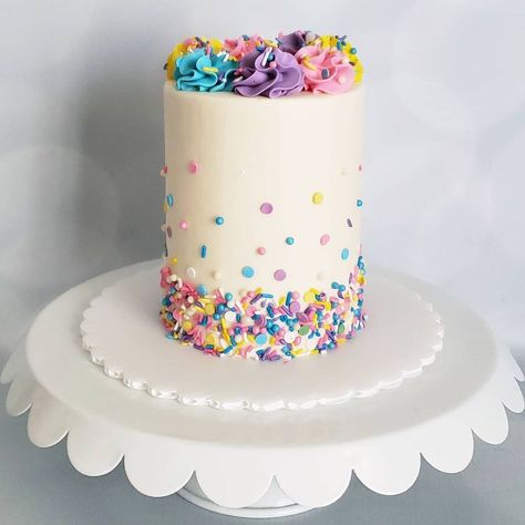 Sprinkle Cake Smash, Sprinkle Smash Cake, Baby Sprinkle Cake, Sprinkle Birthday Cake, Sprinkles Birthday Cake, Twin Birthday Cakes, Sprinkles Cake, Circle Cake, Smash Cake Girl