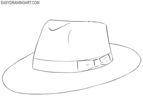 How to Draw a Hat Fedora Hat Drawing Reference, Fedora Drawing Reference, Fedora Hat Tattoo, How To Draw A Hat On A Head, Hat Sketches Design, Fedora Drawing, Hat Drawing Sketches, Hats Drawing, Hat Sketch