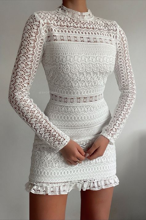 Sleeve Ruffles, Lace Bodycon Dress, Western Dresses, Lace White Dress, Classy Dress, Art Clothes, Outfit Idea, Dress Designs, Classy Outfits