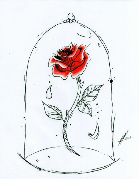 Beauty And The Beast Rose Drawing, Beauty And The Beast Flower, Beauty And The Beast Rose Tattoo, Beauty And The Beast Drawing, Beauty And Beast Rose, Belle Tattoo, Beauty And The Beast Tattoo, Beauty And The Beast Art, Beauty And The Beast Rose