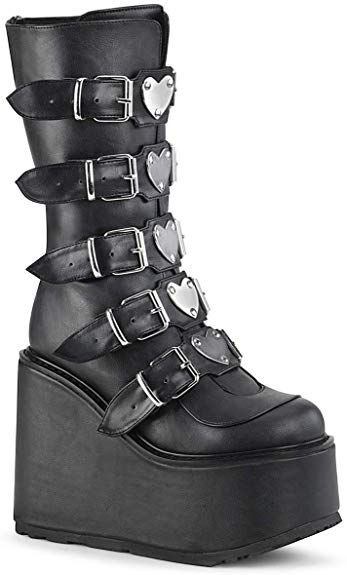 Demonia Boots, Goth Shoes, Goth Boots, Demonia Shoes, Gothic Shoes, Leather Knee Boots, Female Shoes, Black Platform Boots, Black Vegan