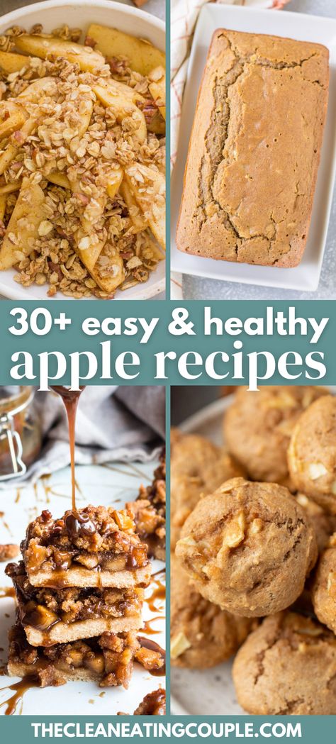 Get ready for fall with these 30+ Easy & Healthy Apple Recipes! From breakfast to dinner, dessert + snacks, we've got you covered with delicious healthy recipes! Apple Recipes Easy Healthy Snacks, Dessert Recipes Using Apple Juice, Low Calorie Apple Desserts Healthy, Apple Desserts Low Calorie, Green Apple Healthy Recipes, What Can I Make With Green Apples, What To Make With Apples Healthy, Whole 30 Apple Dessert, Healthy Apple Treats