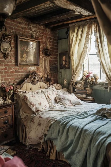 Vintage Bedroom Ideas Decor #Exploring #Home #Decor #Vintage #the #HomeDecorating #of #Timeless #HomeIdeas #HomeInspiration #Charm Old Country Bedroom Ideas, Vintage Room Decor Bedroom, Bedroom Ideas Decor, Relaxing Bedroom Ideas, Reclaimed Wood Bed Frame, Vintage Bedroom Ideas, Whimsical Bedroom, Bedroom Ideas Inspiration, Industrial Style Decor