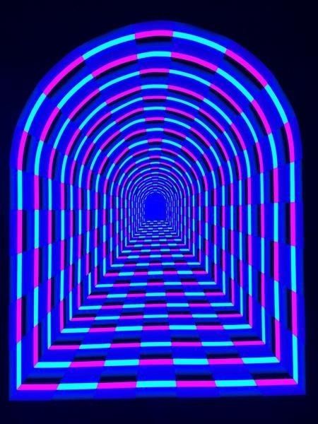 Blacklight Aesthetic, Neon Tunnel, Neon Clothes, Neon Clothing, Art Niche, Blacklight Tapestry, Creepy Backgrounds, Neon Bedroom, Cool Optical Illusions