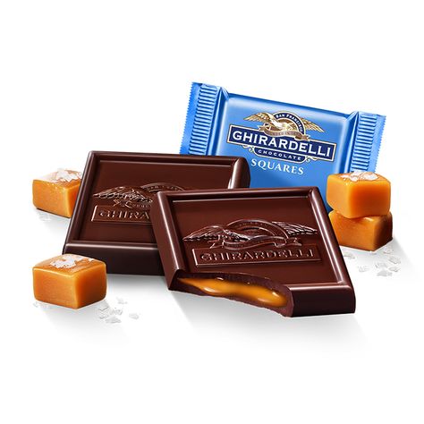 Ghirardelli Chocolate Company Dark Chocolate Sea Salt Caramel, Caramel Squares, Ghirardelli Chocolate Squares, Dark Chocolate Sea Salt, Banana Candy, Dark Chocolate Mint, Bulk Candy Store, Chocolate Pumpkin, Ghirardelli Chocolate