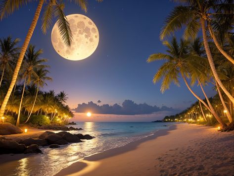 Discover Thailand's Beauty: Full Moon Over a Thai Beach Thailand Landscape, Thai Beach, Inspiring Landscapes, Landscape Reference, Reference Art, Awe Inspiring, Full Moon, Thailand, Moon