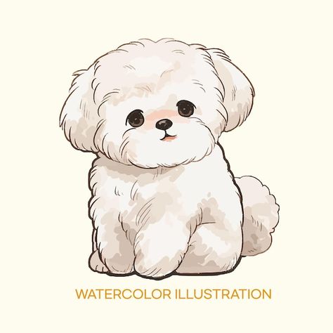 Shipoo Puppies, Shih Tzu Drawing, Cute Dog Clipart, Drawing Of A Dog, Digital Art Tutorial Beginner, Dog Watercolor Painting, Puppy Illustration, Cute Dog Drawing, Puppy Drawing