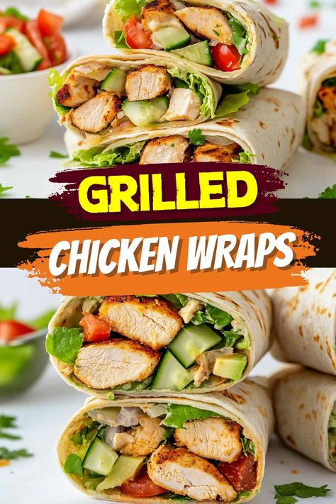 This easy grilled chicken wrap is full of so much flavor! Combined with veggies, avocado, and cheese, it's a true lunchtime delight! Chicken Wrap Recipe, Grilled Chicken Wraps, Grill Chicken, Chicken Wrap Recipes, Easy Grilled Chicken, Wrap Recipe, Creamy Garlic Sauce, Chicken Wrap, Chicken Slices