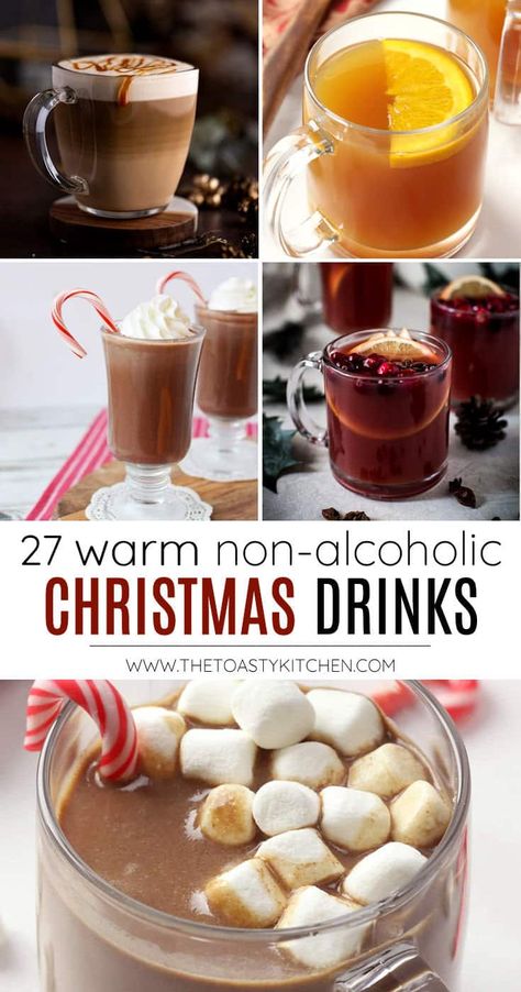 Christmas Hot Beverage Bar, Holiday Crockpot Drinks, Christmas Drinks Nonalcoholic Crockpot, Hot Toddy Non Alcoholic, Christmas Hot Beverages, Fun Holiday Drinks Non Alcoholic, Hot Mocktail Recipe, Hot Drinks For Winter Non Alcoholic, Spiced Hot Cocoa Recipe