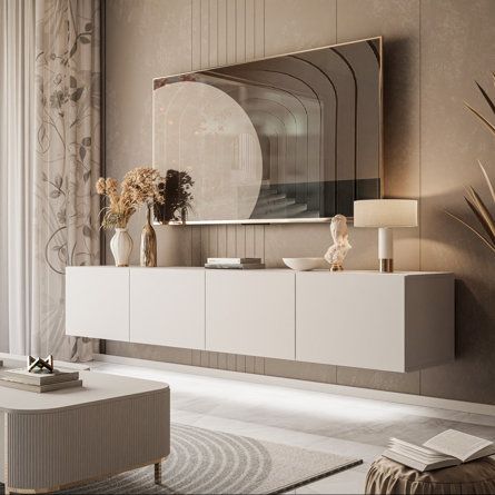 George Oliver TV-Ständer Forance für Tvs bis zu 88" | Wayfair.co.uk Tv Cabinet Design, Floating Tv Stand, Rack Tv, Living Room Tv, Cabinet Design, Tv Room, Tv Cabinets, Tv Wall, Modern Living Room