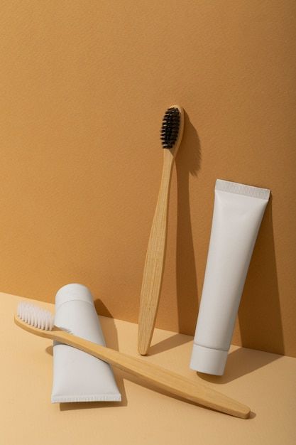 Minimal Shoot, Wooden Toothbrush, Muji Style, Bamboo Products, Sri Sri, Cosmetic Sets, High Angle, Environmental Friendly, Sustainable Packaging