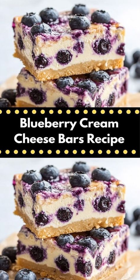 Need a quick and tasty dessert? Blueberry Cream Cheese Bars are an easy dessert recipe that will impress your friends and family, featuring a buttery crust and creamy filling that delivers a burst of blueberry goodness. Blueberry Cream Cheese Bars, Cheese Bars Recipe, Cream Cheese Bars Recipe, Unique Recipes Desserts, Cheese Bars, Blueberry Bars, Cream Cheese Bars, Blueberry Topping, Cheese Bar