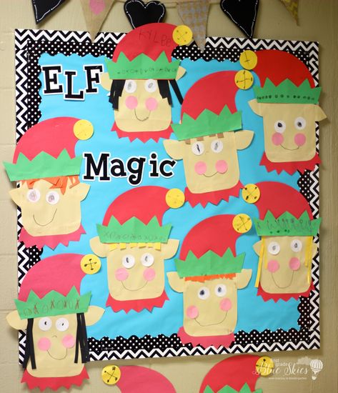 elf bulletin board Elf Bulletin Board Ideas, Elf Bulletin Board, Daycare Christmas Crafts, School Christmas Crafts, Christmas Classroom Ideas, Christmas Classroom Activities, Christmas Art Crafts, Elf Craft, Nursery Window