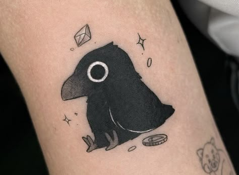 Cartoon Crow Tattoo, Cute Crow Tattoo, Crow Eye, Crow Tattoos, Crow Pictures, Crow Tattoo Design, Interesting Tattoos, Mystical Tattoos, Baby Crows