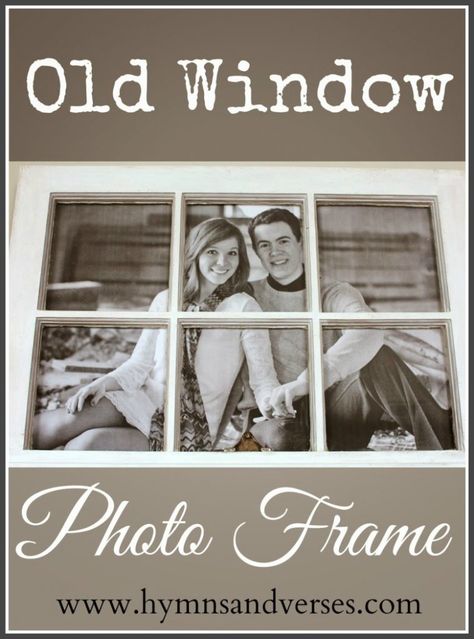 This old window picture frame is an easy DIY with a big impact! I share a step by step tutorial with photos so you can make your own window picture frame! Window Picture Frame Diy, Old Window Picture Frame, Old Door Ideas, Window Photo Frame, Window Picture Frame, Door Picture Frame, Picture Frame Projects, Old Window Panes, Window Frame Picture