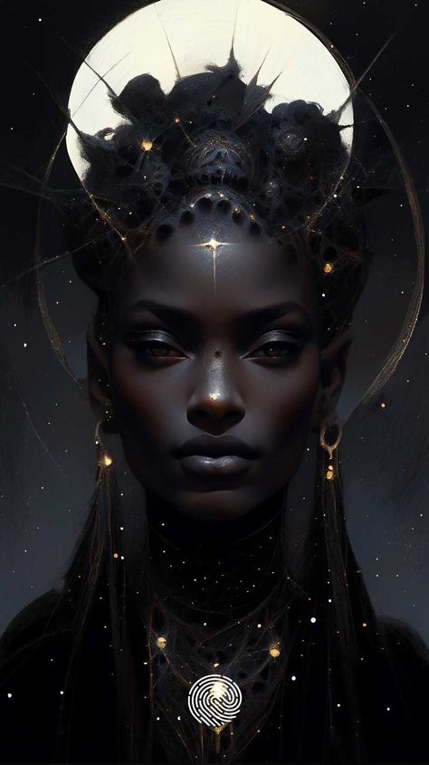 Image Black Goddess Wallpaper, Black Vampire Art, Black Moon Goddess, Black Empress, Dark Folklore, Dark Ethereal, Golden Knight, Feminine Photography, Goddess Worship