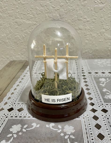 Dollar Tree Cloche Ideas, Cloche Crafts, Resurrection Sunday Crafts, Dollar Tree Cloche, Cloche Decor, Cloche Domes, Diy Snow Globe, Resurrection Sunday, Hippity Hoppity