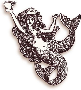 Siren Reference, Starbucks Illustration, Mermaid History, Starbucks Crafts, Starbucks Art, Starbucks Siren, Sea Queen, Skin Paint, Coffee Tattoos