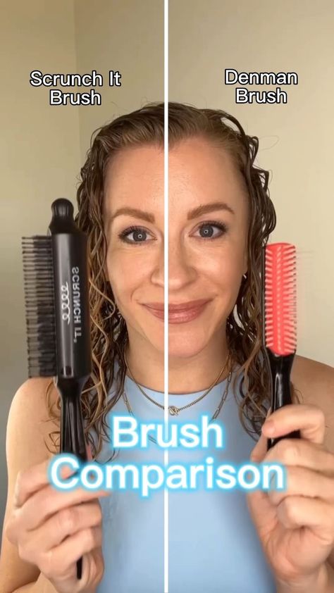 Denman Brush Curls Tutorial, Denim Brush Curly Hair, Curly Hair Denman Brush, How To Use Denman Brush Curls, Styling Brush For Curly Hair, Deman Brush Styling, Best Brush For Curly Hair, Denman Brush Wavy Hair, Brush For Wavy Hair