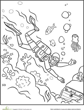 Worksheets: Scuba Diver Coloring Page Summer Coloring Sheets, Coloring Pages For Teenagers, Ocean Coloring Pages, Summer Coloring Pages, Coloring Pages For Boys, Scuba Diver, Coloring Pages To Print, Animal Coloring Pages, Coloring Pictures