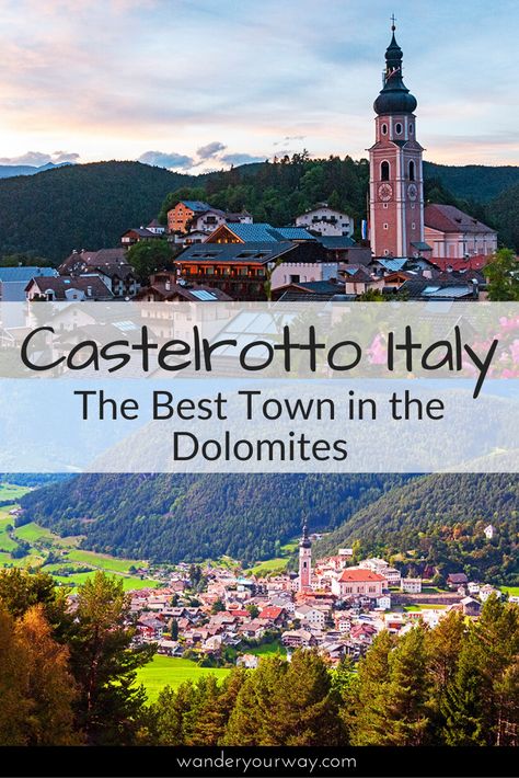 Castelrotto, also known as Kastelruth, is the best town in the Dolomites of Italy. This town in Alto Adige, Italy is charming. Be sure to put Castelrotto, Italy on your list for your travel to Sudtirol and the Dolomites. #dolomites #castelrotto #kastelruth #italy #sudtirol #travelphotography Dolomites Itinerary, Alps Skiing, Dolomites Italy, Italy Itinerary, Italian Alps, The Dolomites, City Vacation, Italy Trip, Italy Travel Tips