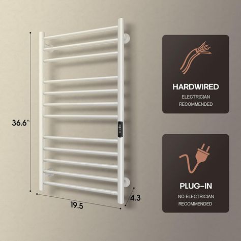 Amazon.com: Poloma Paraheeter Wall Mounted Towel Warmer Rack for Bathrooms, Electric Heated Towel Rack Heater, 12-Bars Stainless Steel White. : Home & Kitchen Towel Warmer Rack, Towel Heater, Bathroom Heater, Electric Towel Warmer, Heated Towel Rack, Electric Heater, Heated Towel Rail, Heated Towel, Clothes Rack