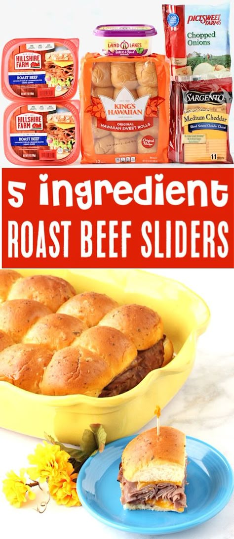 Roast Beef Sliders Recipe! {5 Ingredient Arby's Copycat} - The Frugal Girls Sliders Recipes Hawaiian Rolls Easy, Roast Beef Sliders Recipes, Meatball Sliders Recipes, Beef And Cheddar, Roast Beef And Cheddar, Sliders Recipes Beef, Sliders Recipes Hawaiian Rolls, Slider Recipe, Sliders Recipes