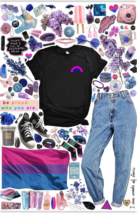 Bi Flag Outfit, Bi Pride Aesthetic Outfit, Simple Pride Outfit, Bi Pride Outfit Ideas, Bi Girl Aesthetic Outfit, Bisexual Outfits Aesthetic, Bi Aesthetic Outfits, Pride Aesthetic Outfits, Bisexual Aesthetic Outfit