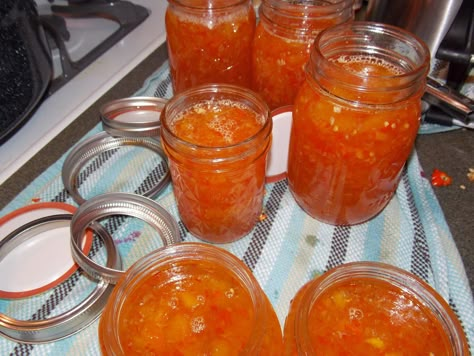 Carrot Marmalade, Habanero Jelly Recipe, Peach Habanero Jam, Foods In Season, Habanero Jelly, Canning Jam Recipes, Pepper Jelly Recipes, Peach Jam Recipe, Peach Jelly