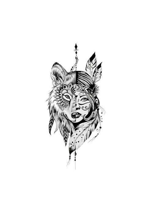 Small Tattoo Ideas Flower, Minimalist Tattoo Back, Tattoo Ideas Flower, Spirit Animal Tattoo, Tattoo Back Tattoo, Wolf Tattoos For Women, Tattoo Leggings, Native American Tattoos, Native Tattoos