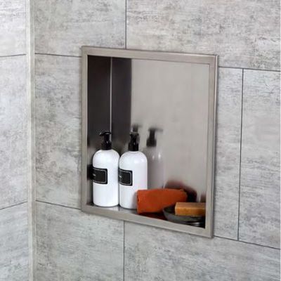 Installation - Palisade Waterproof Grout-Free Wall Tiles Niche Bathroom, Stainless Steel Shower Niche, Recessed Niche, Bathroom Niche, Matte Black Bathroom, Wall Niche, Stainless Steel Wall, Shower Niche, Stainless Steel Bathroom