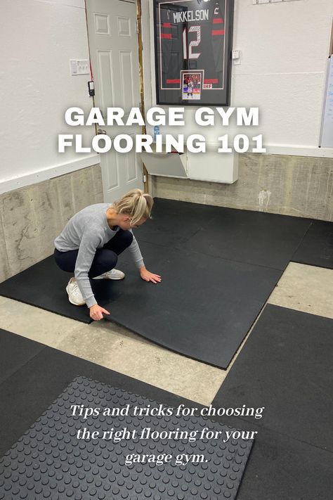 Garage Gym Playroom, Workout Flooring Home Gyms, Home Gym In Basement Ideas, Garage Gym Layout, Garage Gym Wall Ideas, Garage Gym Flooring Ideas, Garage Gym Inspiration, Garage Gym Paint Ideas, Garage Into Gym