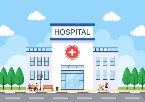 Hospital Building for Healthcare Background Vector Illustration with, Ambulance Car, Doctor, Patient, Nurses and Medical Clinic Exterior Hospital Cartoon Images, Hospital Animation, Healthcare Background, Hospital Clipart, Hospital Cartoon, Car Doctor, Critical Illness Insurance, Doctor Patient, Hospital Icon