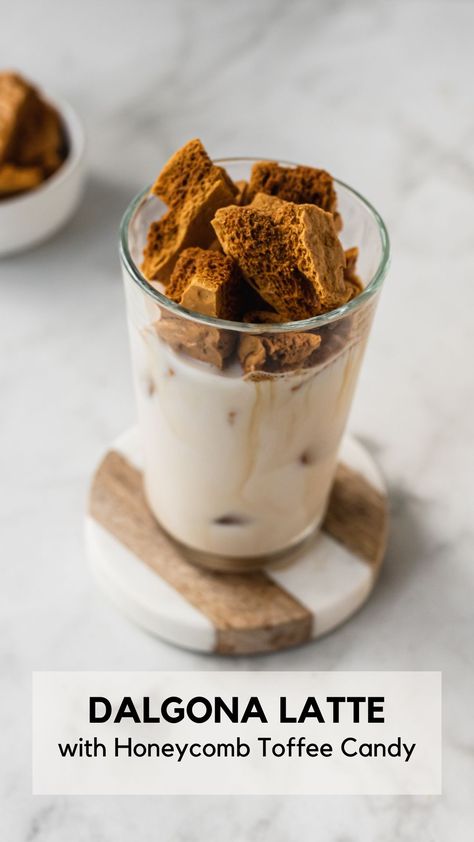 Honeycomb Toffee, Honeycomb Recipe, Gluten Free Coffee, Korean Coffee, Korean Cafe, Toffee Candy, Shot Of Espresso, Korean Desserts, Coffee Treats