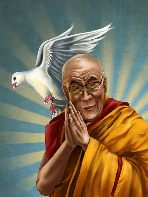 Peaceful Dalai Lama on Behance The Dalai Lama, Symbol Of Peace, A Symbol, Dalai Lama, Digital Illustration, Quick Saves, Design