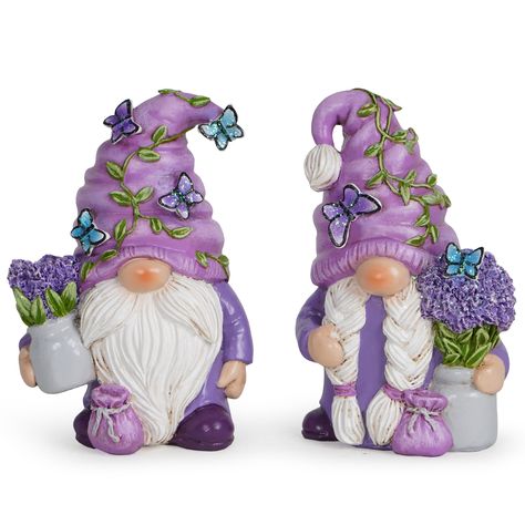 PRICES MAY VARY. Lavender Gnome Figurine: You'll get the Gnome by Hodao designer Jammy, 4.3"H. Its perfect size can be used as a Four seasons interior decoration. It is well protected in its original box, equipped with shockproof expandable polystyrene. The Lavender gnome gift can be delivered safely to you! Resin Gnome Decor Set: The gnome is covered in the purple color of lavender, like a touch of fantasy in a wonderland. Holding a bouquet of lavender flowers in his hand, it was as if the frag Garden Gnome, Garden Gnomes, Swedish Tomte, Gnome Gift, Diy Gnomes, Gnomes Crafts, Purple Butterfly, Lavender Flowers, Cookie Art