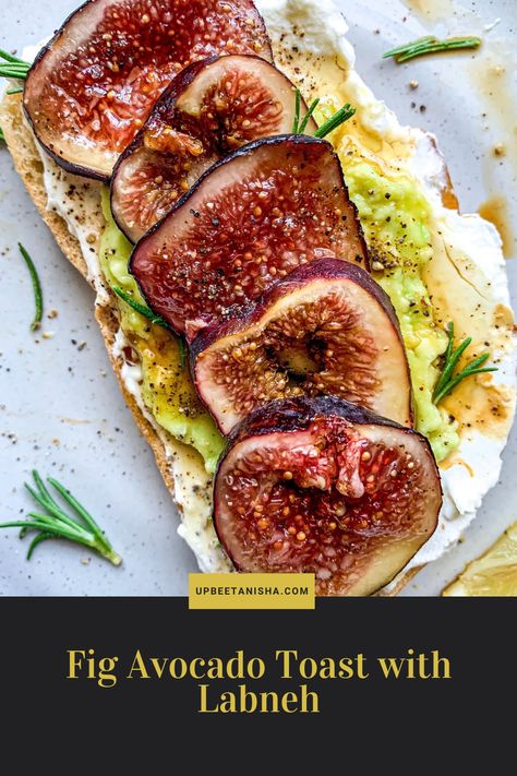 Fancy toast for your slow (or fast, honestly) morning needs. This fig avocado toast with labneh features garlicky sourdough all layered up with creamy labneh, avocado, figs, black pepper, honey, balsamic, and fresh rosemary. Labneh Recipe, Fancy Toast, Honey Balsamic, Vegan Lunch Recipes, Nut Milk Bag, Mediterranean Dishes, Vegan Lunch, Breakfast Smoothie, Fresh Rosemary