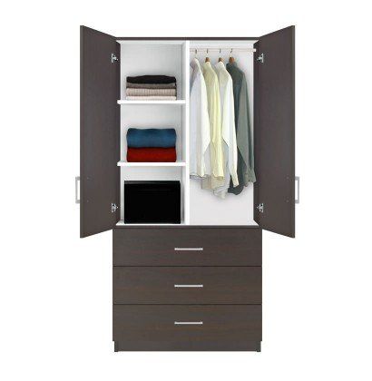 Alta+Wardrobe+Armoire+-+3+Drawer+Wardrobe,+Shelves,+Hangrod Stand Alone Closet, Wardrobe Shelves, Wooden Wardrobe Design, Free Standing Closet, Wardrobe Designs, Pax Wardrobe, Diy Wardrobe, Closet Layout, Wardrobe Drawers