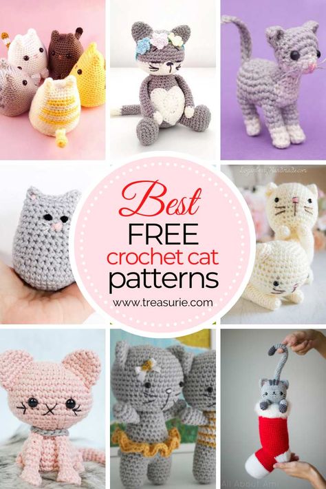 Crochet Cat Patterns, Gato Crochet, Kat Haken, Crochet Cat Toys, Cat Patterns, Crochet Toys Free, Crochet Cat Pattern, Crochet Animals Free Patterns, Crochet Vintage