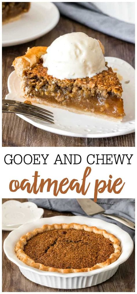 Oatmeal Pie Recipe, Decadent Pies, Oatmeal Pie, Homemade Pie Crust Recipe, Dessert Pie, Lil Luna, Oatmeal Cream Pies, Easy Oatmeal, Chocolate Cream Pie