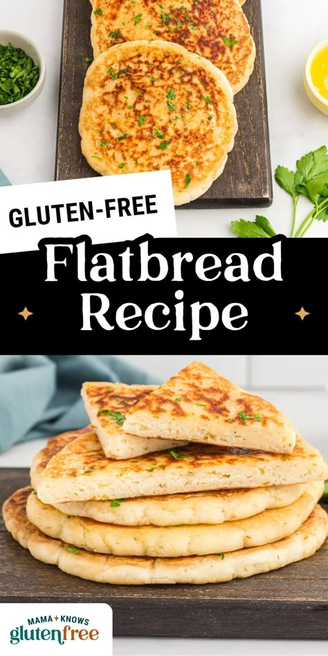 Gluten Free Flatbreads, Gluten Free Ciabatta Rolls, Gf Flat Bread Recipe, Gluten Free Flat Bread Recipe, Gf Wraps, Gluten Free Flatbread Recipe, Mama Knows Gluten Free, Gluten Free Focaccia, Gluten Free Naan