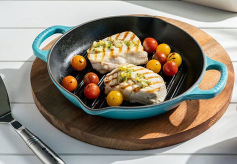 Le Creuset Grill Pan, Fish Escabeche, Whole Fish, Mixed Grill, Cast Iron Grill Pan, Iron Grill, Outdoor Grilling, Cast Iron Grill, Summer Veggies