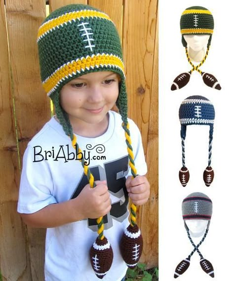 Looking for your next project? You're going to love Football Beanie of Awesomeness by designer BriAbby. Crochet Football Beanie, Crochet Football Hat, Crochet Football, Crochet Kids Hats, Crochet Knit Hat, Crochet Beanies, Crochet Beanie Hat, Crochet Beanie Pattern, Crochet Kids