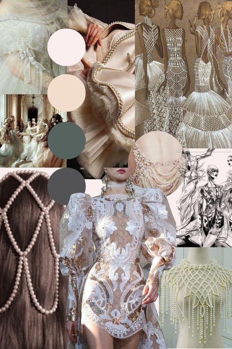 Pearl Inspiration Board, Pearls Mood Board, Costume Mood Board, Victorian Era Mood Board, Pearl Mood Board, Victorian Mood Board, Fashion Themes Inspiration Ideas, Baroque Aesthetic Fashion, Rococo Aesthetic Fashion