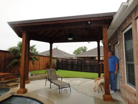 Free Standing Lean To Patio Cover, Diy Patio Cover, Free Standing Pergola, Covered Patio Design, Outdoor Covered Patio, Simple Woodworking Plans, Porch Makeover, Covered Deck, Patio Covers